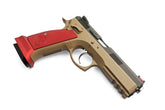 KJW CZ75 SP-01 SHADOW CNC Aluminum Grip with Tan Frame (Red / Blue / Black)
