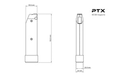 GATE 80 Round Mid-Cap Magazine for GATE PTX HPA Pistol