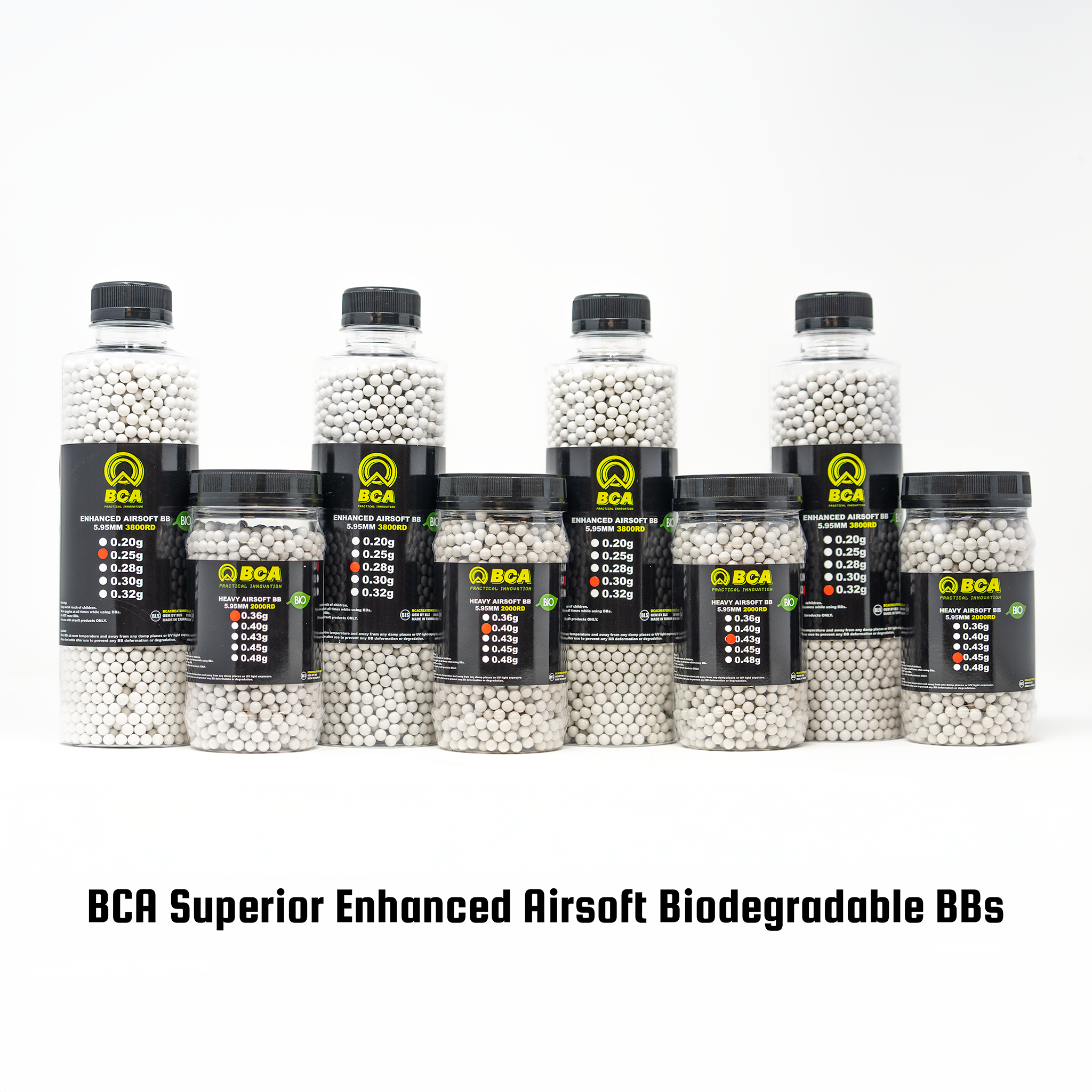 BCA Superior Enhanced Airsoft Biodegradable BBs - 3800rd Bottles