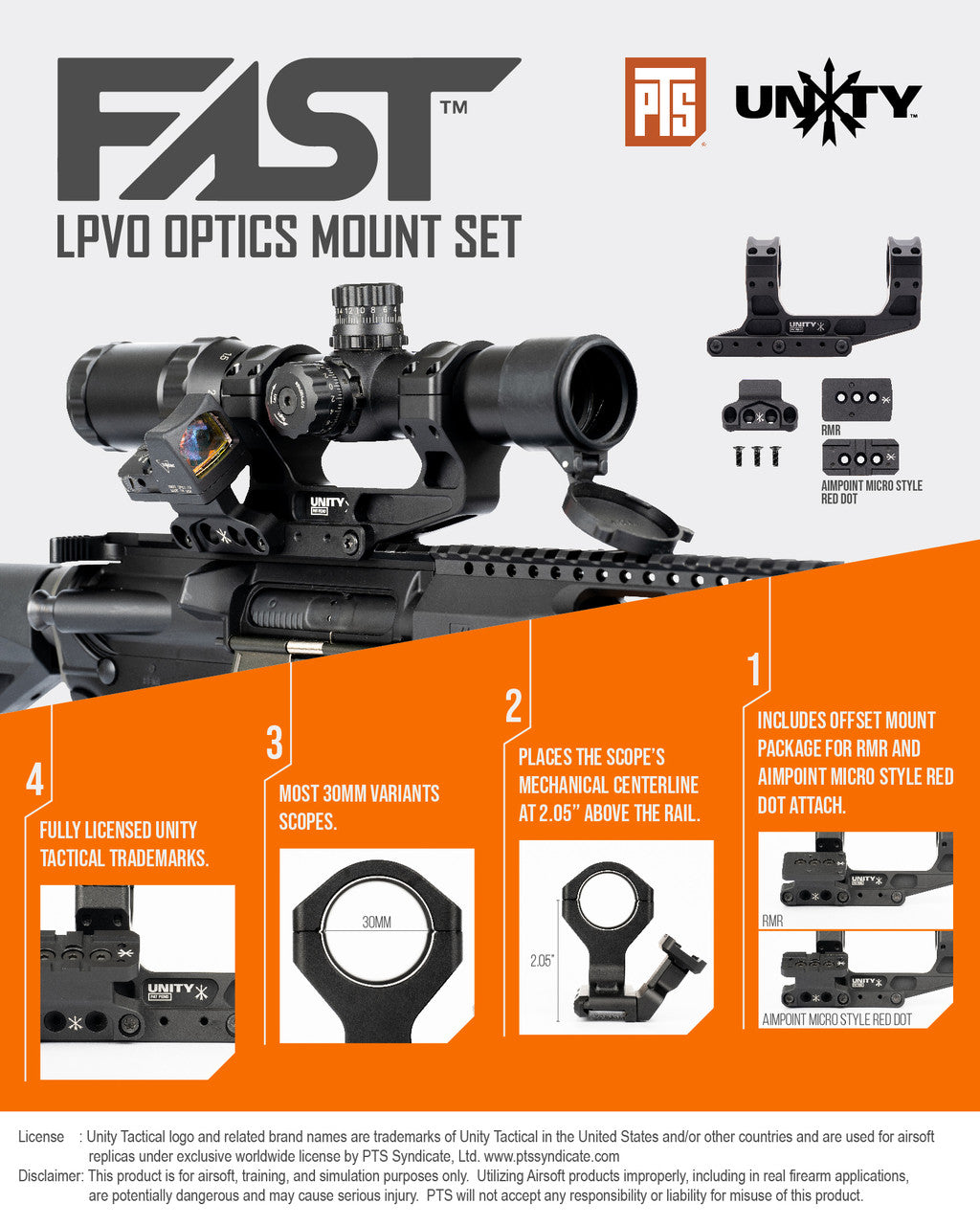Aimpoint Rds Unity Riser PTS UNITY TACTICAL FAST LPVO OPTICS MOUNT SET (INCL RMR AND AIMPOINT R ...