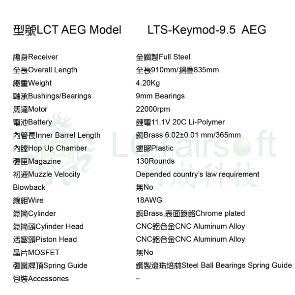 LCT Stamped Steel LTS-Keymod 9.5 (Keymod AK)