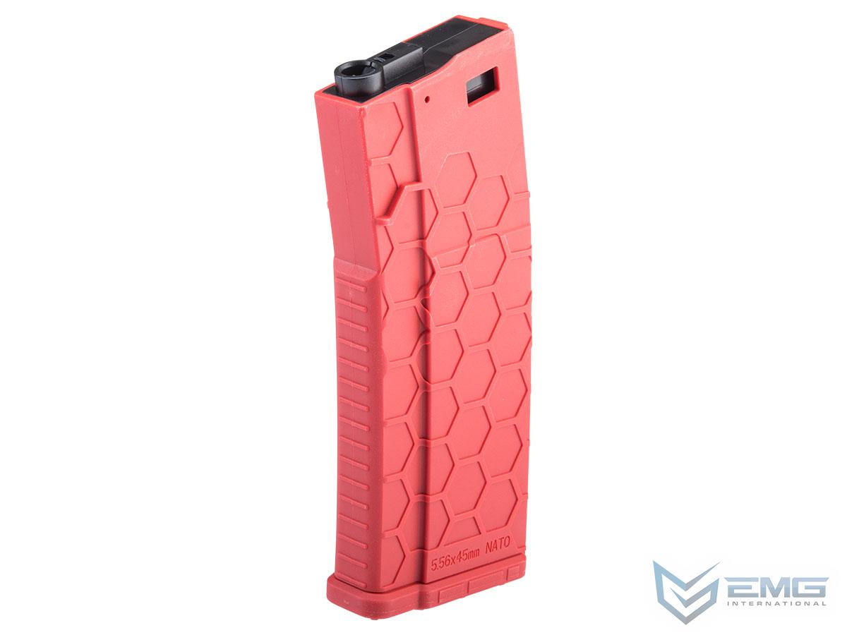 EMG Hexmag Licensed 230rd Polymer Mid-Cap Magazine for M4 AEG Rifles (Black / Red)